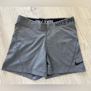 NIKE Pro Dri Fit Shorts, Women's 3" Training Shorts, Charcoal Women’s Size, Med.